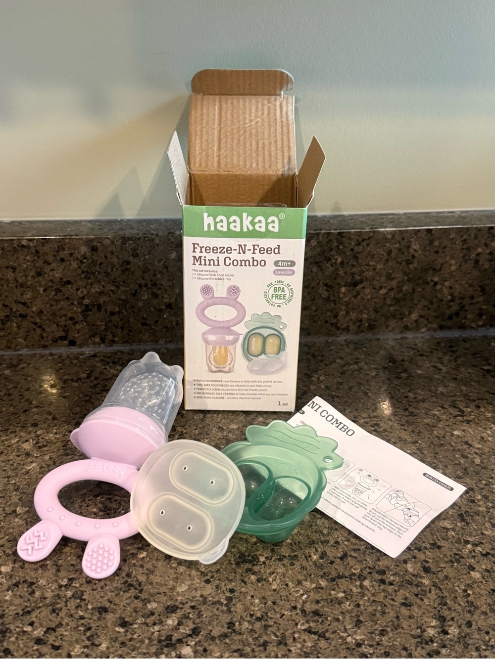 haakaa Freeze-N-Feed Mini Combo Baby Food Feeder - Pink & Green